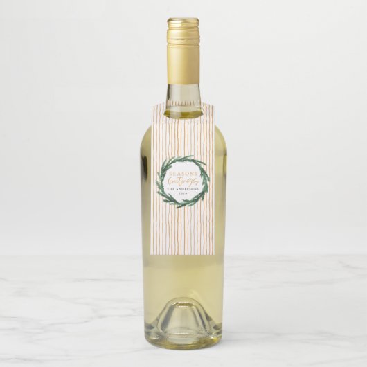 季節のごあいさつ水の色のストライプ休日 ボトルネックタグ (ボトル)