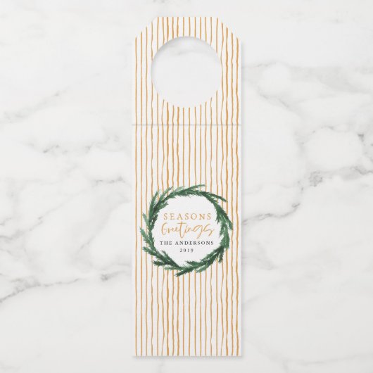 季節のごあいさつ水の色のストライプ休日 ボトルネックタグ (正面)