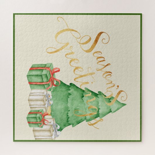 季節のごあいさつ水彩クリスマスエレガント ジグソーパズル (横)