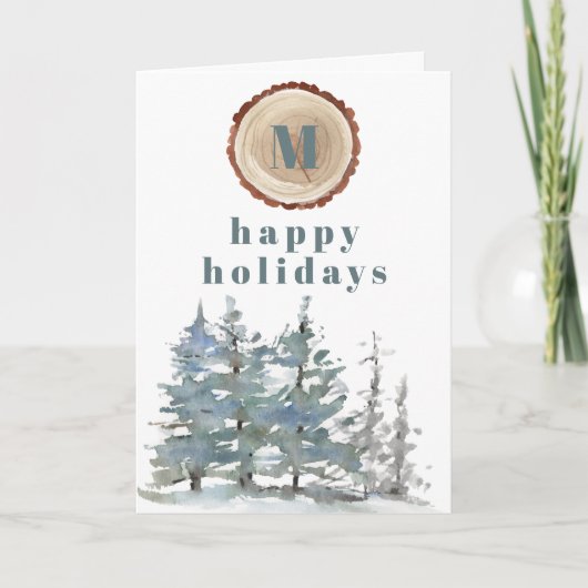 季節のごあいさつ水彩パインズロゴ企業の シーズンカード (正面)