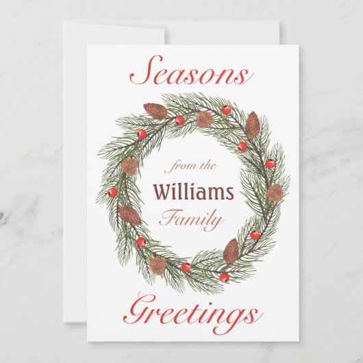 季節のごあいさつ水彩リースクリスマス シーズンカード (正面)