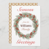 季節のごあいさつ水彩リースクリスマス シーズンカード (正面/裏面)