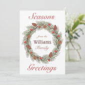 季節のごあいさつ水彩リースクリスマス シーズンカード (スタンド正面)