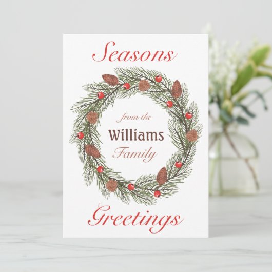 季節のごあいさつ水彩リースクリスマス シーズンカード (スタンド正面)
