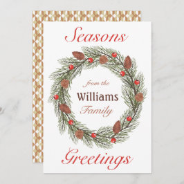 季節のごあいさつ水彩リースクリスマス シーズンカード