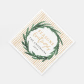 季節のごあいさつ水彩リースストライプ黄 スタンダードランチョンナプキン (角)