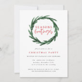 季節のごあいさつ水彩リースパーティー招待状 シーズンカード (正面)