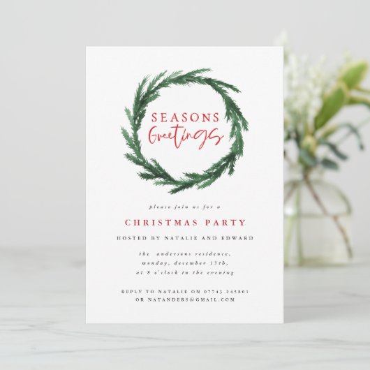 季節のごあいさつ水彩リースパーティー招待状 シーズンカード (スタンド正面)
