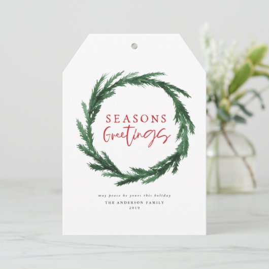 季節のごあいさつ水彩リースホリデーカード (スタンド正面)