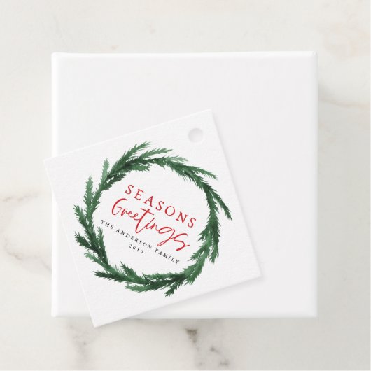 季節のごあいさつ水彩リースホリデーカード フェイバータグ (インサイチュ)