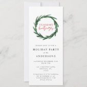 季節のごあいさつ水彩リース休日 招待状 (正面)