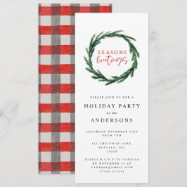 季節のごあいさつ水彩リース休日 招待状