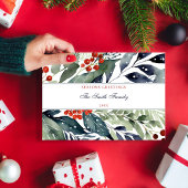 季節のごあいさつ水彩緑のクリスマス シーズンカード