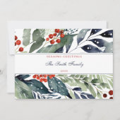 季節のごあいさつ水彩緑のクリスマス シーズンカード (正面)