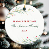 季節のごあいさつ水彩緑のクリスマス セラミックオーナメント