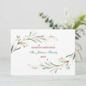 季節のごあいさつ水彩緑色非写真 シーズンカード (スタンド正面)