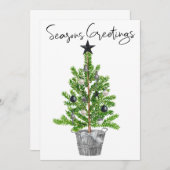 季節のごあいさつ白黒クリスマスツリー 招待状 (正面/裏面)