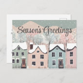 季節のごあいさつ素朴フォークアートホリデーハガキ ポストカード (正面/裏面)