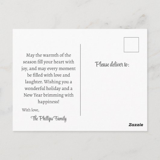 季節のごあいさつ素朴フォークアートホリデーハガキ ポストカード (裏面)