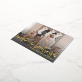 季節のごあいさつ金ゴールドスクリプトフォトフォイルホリデー 箔シーズンポストカード (回転した状態)