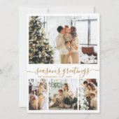 季節のごあいさつ金ゴールドスクリプト4写真クリスマス シーズンカード (正面)