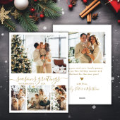 季節のごあいさつ金ゴールドスクリプト4写真クリスマス シーズンカード