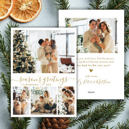 季節のごあいさつ金ゴールドスクリプト4写真クリスマス シーズンカード