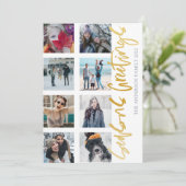 季節のごあいさつ金ゴールドスクリプト8写真クリスマス シーズンカード (スタンド正面)