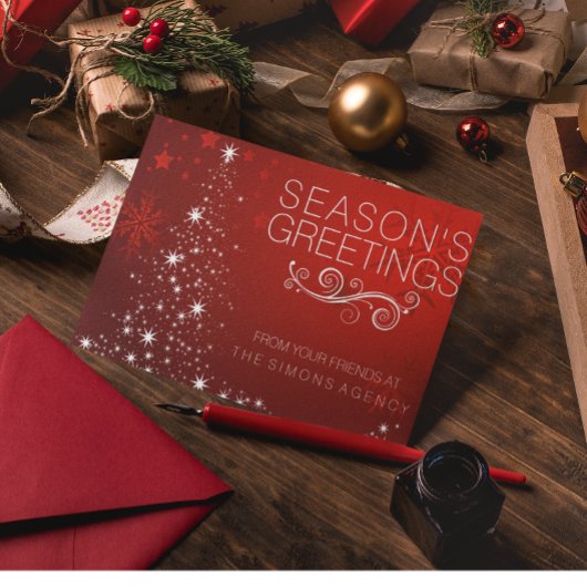 季節のごあいさつ金ゴールドスター企業のビジネス シーズンカード