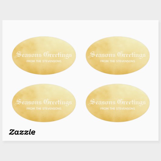 季節のごあいさつ金ゴールド 楕円形シール (シート)