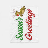 季節のごあいさつ飛んでいるトナカイのクリスマススクリプト フリースブランケット (正面)