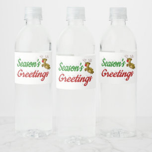 季節のごあいさつ飛んでいるトナカイのクリスマススクリプト ペットボトルラベル