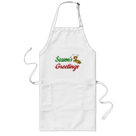 季節のごあいさつ飛んでいるトナカイのクリスマススクリプト ロングエプロン (正面)