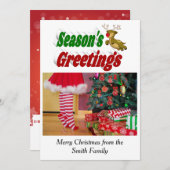 季節のごあいさつ飛んでいるトナカイのクリスマスフォト シーズンカード (正面/裏面)