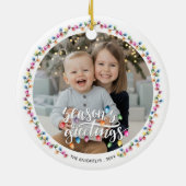 季節のごあいさつ2写真クリスマスライト セラミックオーナメント (裏面)