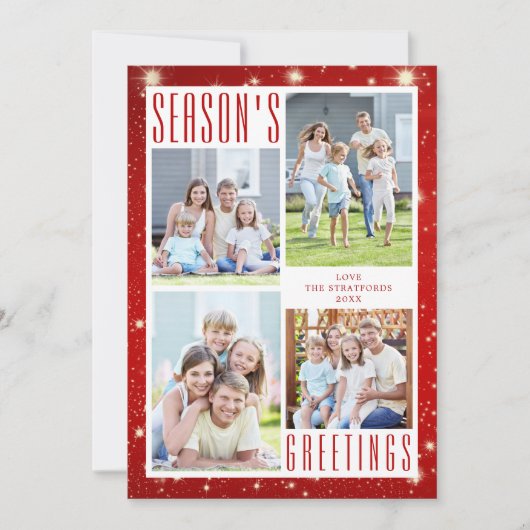 季節のごあいさつ4 Photo Collage Red Lights シーズンカード (正面)