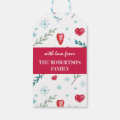 季節のごあいさつ |かわいいスノーフレーク&ハート休日 ギフトタグ (裏面)