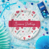 季節のごあいさつ |かわいいスノーフレーク&ハート休日 ペーパープレート (パーティー)