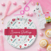 季節のごあいさつ |かわいいスノーフレーク&ハート休日 ペーパープレート (パーティー)