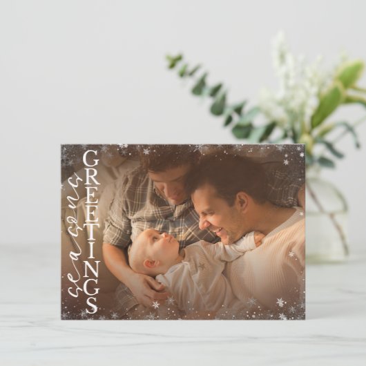 季節のごあいさつ |クリスマススノーフレーク2写真 シーズンカード (スタンド正面)