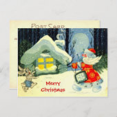 季節のごあいさつ、サンタの仕事中 シーズンポストカード (正面/裏面)
