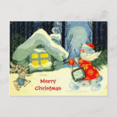 季節のごあいさつ、サンタの仕事中 シーズンポストカード (正面)