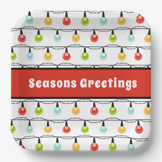 季節のごあいさつ |可愛いクリスマスライト ペーパープレート (正面)