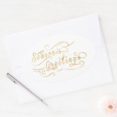 季節のごあいさつ(金ゴールド) 楕円形シール (封筒)