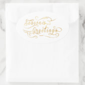 季節のごあいさつ(金ゴールド) 楕円形シール (バッグ)