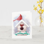 季節のごあいさつ(鳥)ショウジョウコウカンチョウ カード (黄色い花)