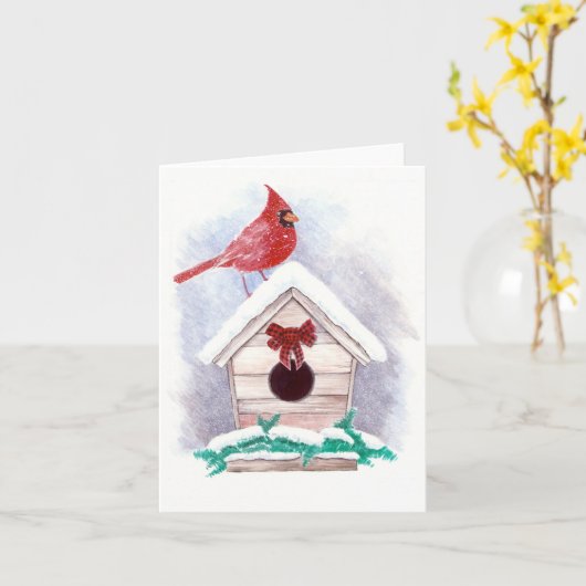 季節のごあいさつ(鳥)ショウジョウコウカンチョウ カード (黄色い花)