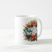 季節のごあいさつ | Merry Christmasリース コーヒーマグカップ (正面右)