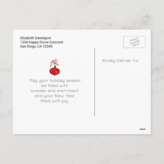 季節のごあいさつRed Santa Hatのクリスマスディアー シーズンポストカード (裏面)