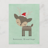季節のごあいさつRed Santa Hatのクリスマスディアー シーズンポストカード (正面)